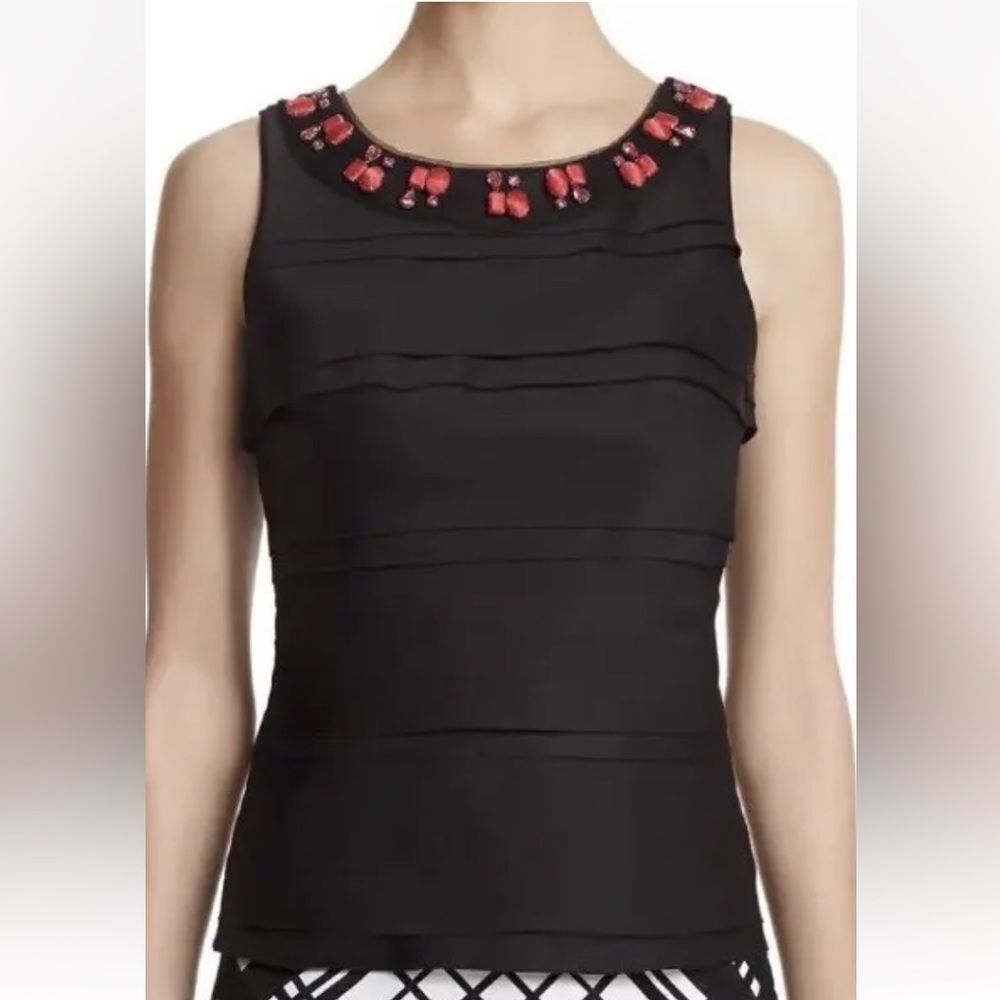 White House Black Market Black Tiered Sleeveless Top 0